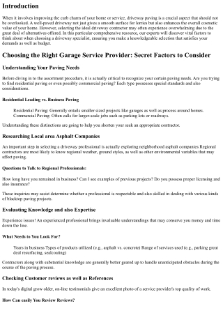 Deciding On the Right Garage Specialist: Secret Factors to Take Into Considerati