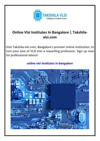 Online Vlsi Institutes In Bangalore Takshila-vlsi.com