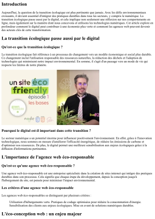 La transition écologique passe aussi par le digital