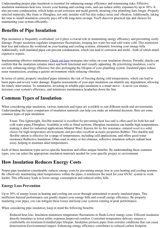 Understanding the Importance of Proper Pipe Insulation