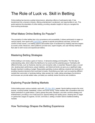 The Role of Luck vs. Skill in Betting