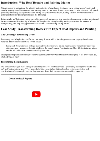 Case Study: Transforming Homes with Expert Roof Repairs and Painting
