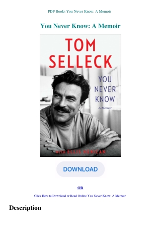PDF Books You Never Know A Memoir