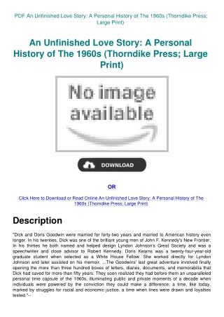 PDF An Unfinished Love Story A Personal History of The 1960s (Thorndike Press; Large Print)