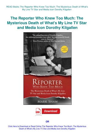 READ Books The Reporter Who Knew Too Much The Mysterious Death of What's My Line TV Star and Media I