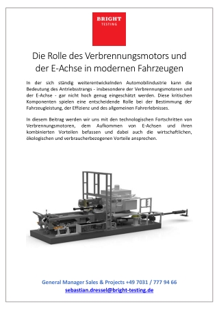 Die Rolle des Verbrennungsmotors und der E-Achse in modernen Fahrzeugen