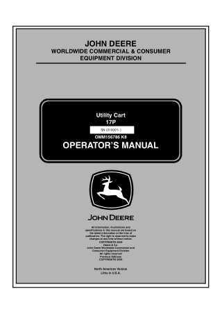 John Deere 17P Utility Cart Operator’s Manual Instant Download (PIN010001-) (Publication No.OMM156786)