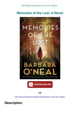 PDF Books Memories of the Lost A Novel