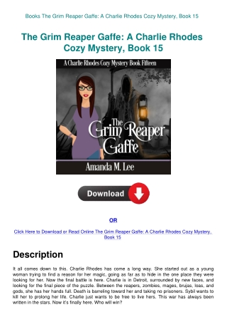 Books The Grim Reaper Gaffe A Charlie Rhodes Cozy Mystery  Book 15