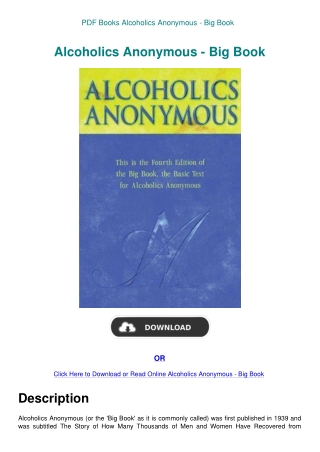 PDF Books Alcoholics Anonymous - Big Book