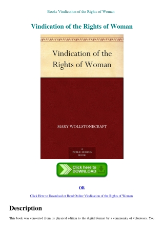 Books Vindication of the Rights of Woman