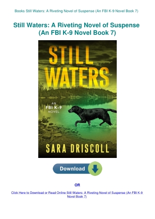 Books Still Waters A Riveting Novel of Suspense (An FBI K-9 Novel Book 7)