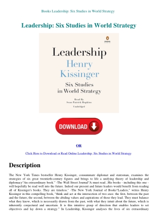 Books Leadership Six Studies in World Strategy