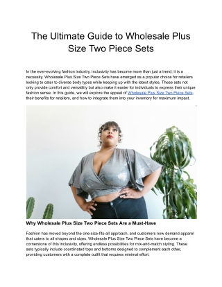 The Ultimate Guide to Wholesale Plus Size Two Piece Sets