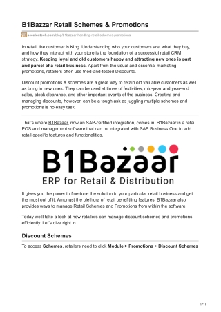 B1Bazzar Retail Schemes  Promotions