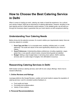 How to Choose the Best Catering Service in Delhi