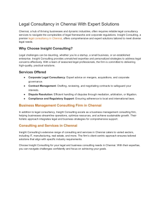 Legal Consultancy in Chennai With Expert Solutions