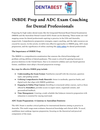 Effective INBDE Prep and AFK Online Course for Dental Exams