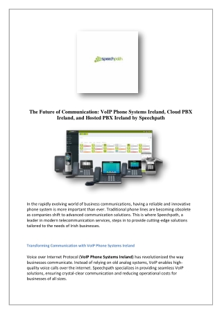 Cloud PBX Phone Systems for Business in Ireland | Speechpath