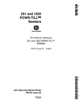 John Deere 251 and 1550 Seeders Service Repair Manual Instant Download