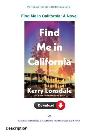 PDF Books Find Me in California A Novel
