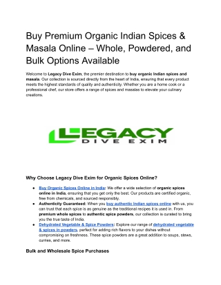 Buy Premium Organic Indian Spices & Masala Online – Whole, Powdered, and Bulk Options Available