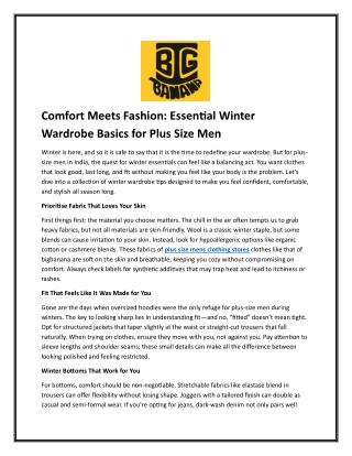 Comfort Meets Fashion: Essential Winter Wardrobe Basics for Plus Size Men