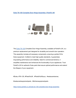 Duke TA-120 Complete Door Hinge Assembly _ PartsFe UK