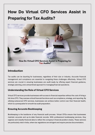 How Do Virtual CFO Services Assist in Preparing for Tax Audits
