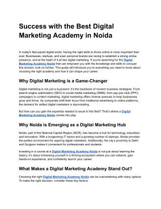 Success with the Best Digital Marketing Academy in Noida