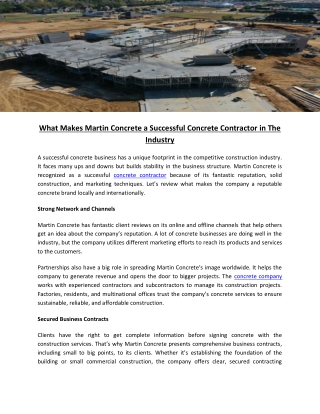 What Makes Martin Concrete a Successful Concrete Contractor in The Industry