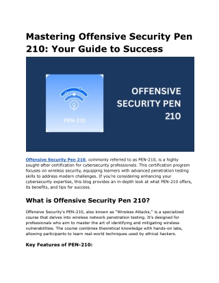 Mastering Offensive Security Pen 210_ Your Guide to Success