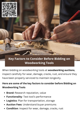 Key Factors to Consider Before Bidding on Woodworking Tools