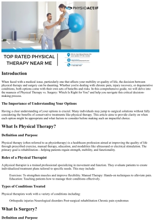 Physical Therapy vs. Surgery: Which Is Right for You?