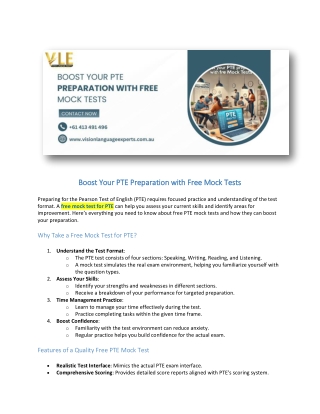 Boost Your PTE Preparation with Free Mock Tests