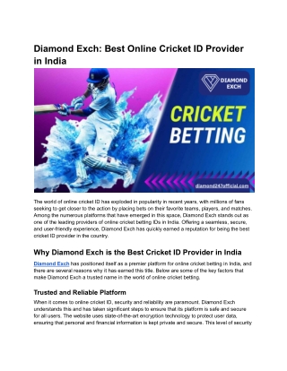 Diamond Exch_ Best Online Cricket ID Provider in India