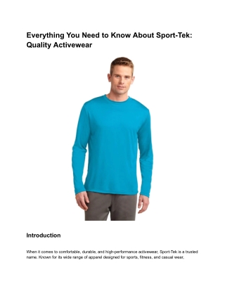 Everything You Need to Know About Sport-Tek_ Quality Activewear