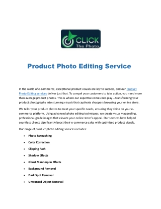 Product Photo Editing Service