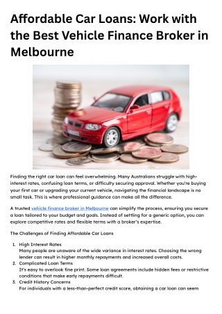 vehicle finance broker in Melbourne