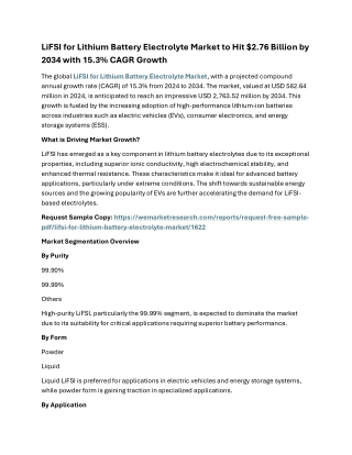 LiFSI for Lithium Battery Electrolyte Market