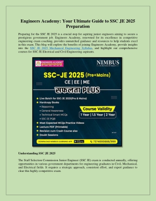 Engineers Academy Your Ultimate Guide to SSC JE 2025 Preparation