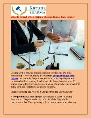 What to Expect When Hiring a Cheque Bounce Case Lawyer