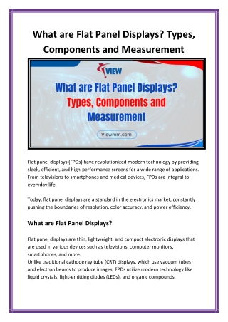 What are Flat Panel Displays Types, Components and Measurement - VIEW