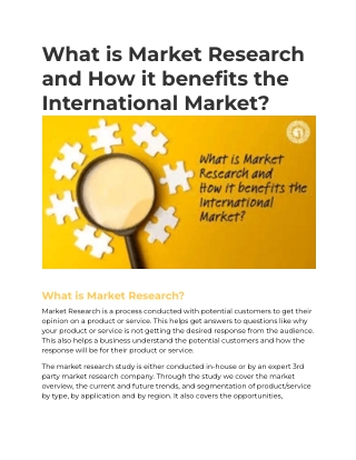 What is Market Research and How it benefits the International Market_