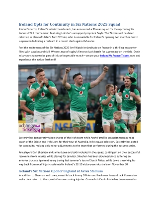 Ireland Opts for Continuity in Six Nations 2025 Squad