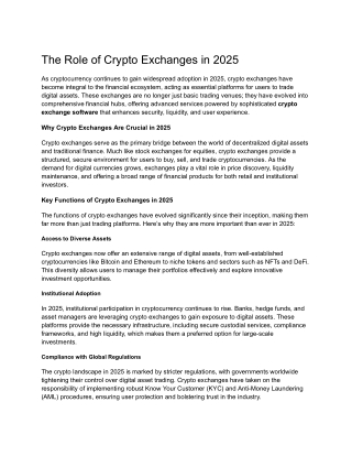 The Role of Crypto Exchanges in 2025