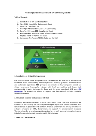 Unlocking Sustainable Success with ESG Consultancy