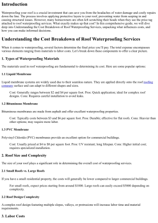 Understanding the Cost Breakdown of Roof Waterproofing Services