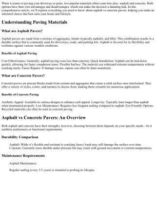 “Asphalt vs Concrete Pavers: Making the Right Choice for Your Home”