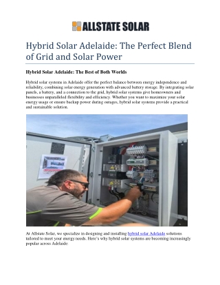 Hybrid Solar Adelaide: The Perfect Blend of Grid and Solar Power